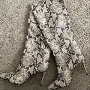 Schutz maryana boots in natural snake